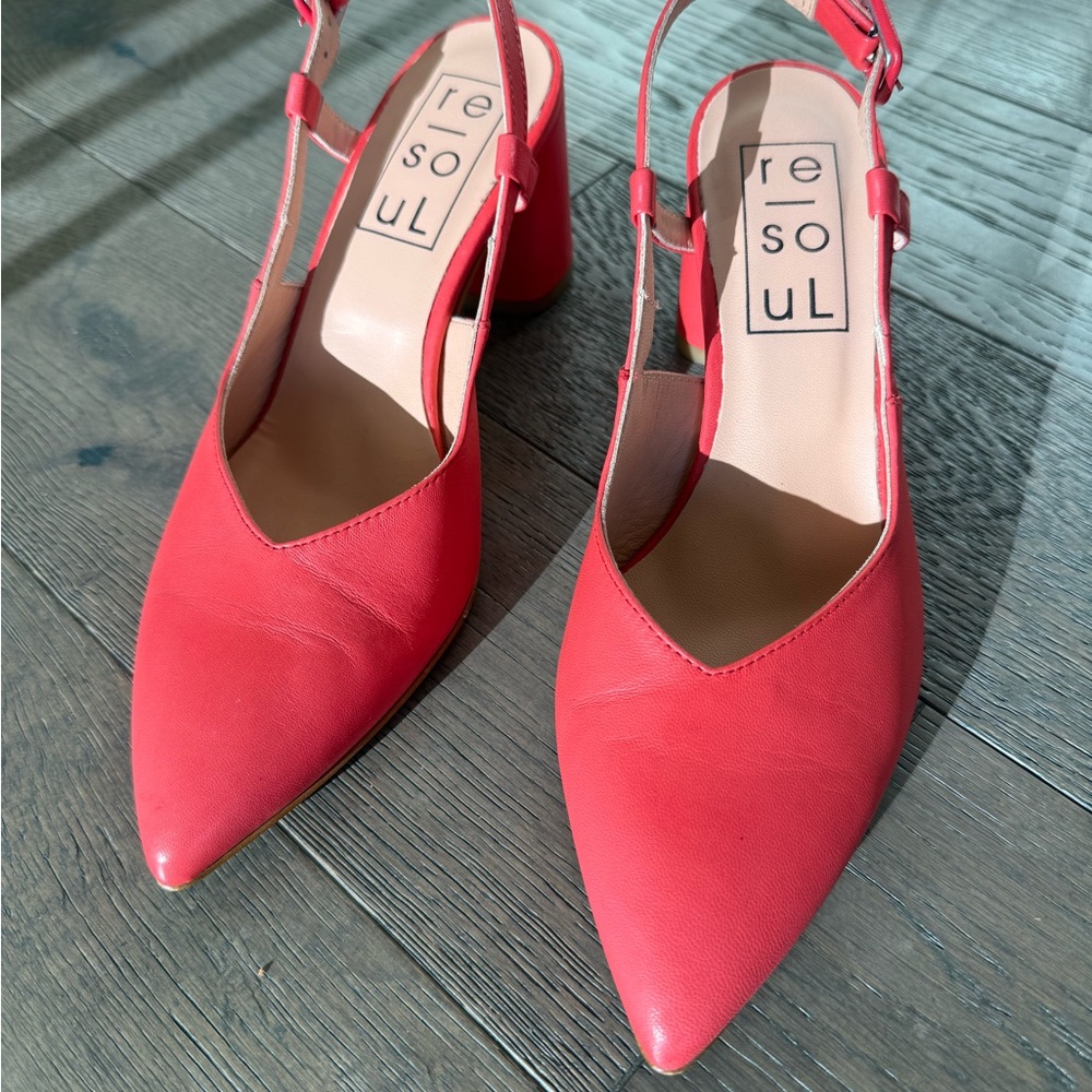 Sling Back Coral Heels re-SOUL